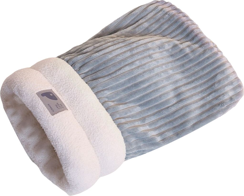 Katzen-Winterschlafsack, Plüsch, warmes Katzenbett, Höhle, 360-Grad-Wickel, Katzen-Wärmekissen, Schlafsack für kleine Hunde und Katzen