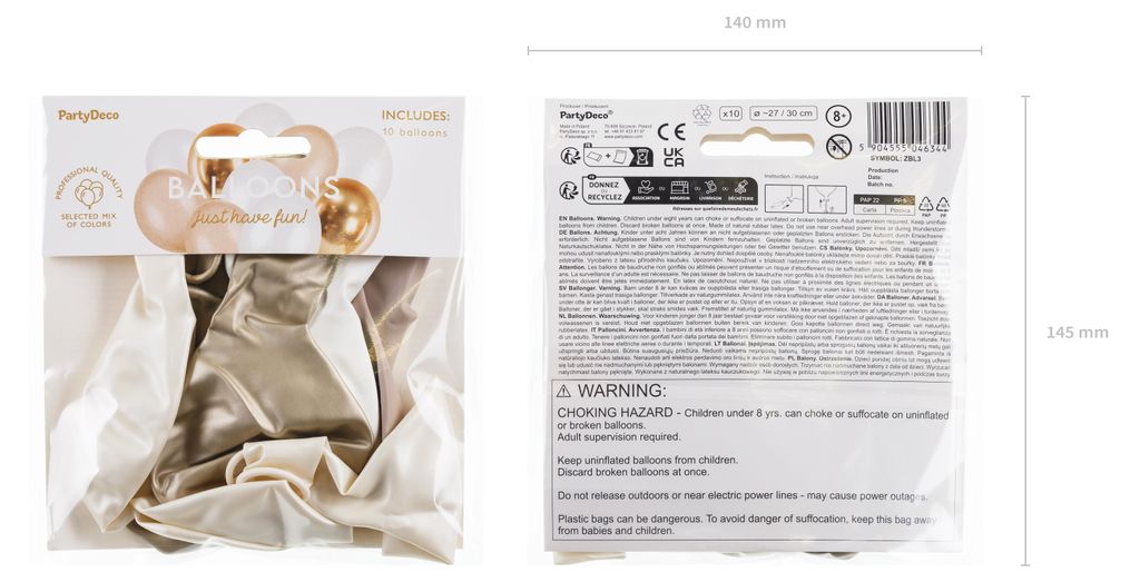 10 palloncini bianco crema oro Immagine del prodotto 