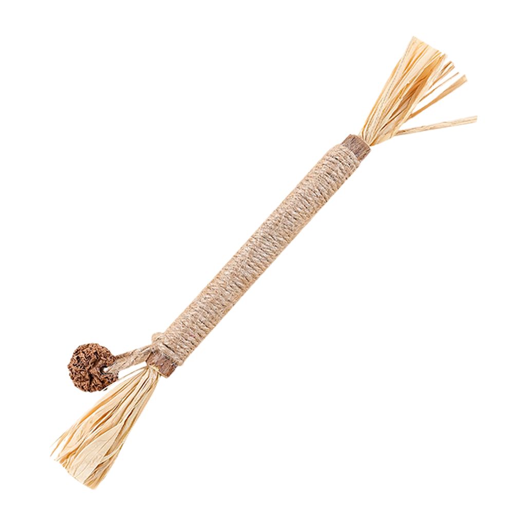 Kaustab für Katzen mit Feder, Polygonum-Holz, Sisalseil, bissfest, Zahnpflege, Zahnreinigung, interaktives Backenzahnspielzeug für Haustiere, Kä...