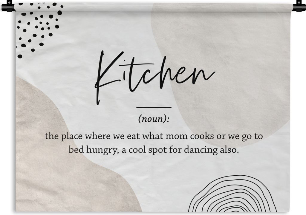 MuchoWow Wandteppich Wandbehang Sprichwörter - Küche - Definition der Küche - Zitate - Wörterbuch 150x112.50 cm Tapisserie Dekoration Wandtuc...