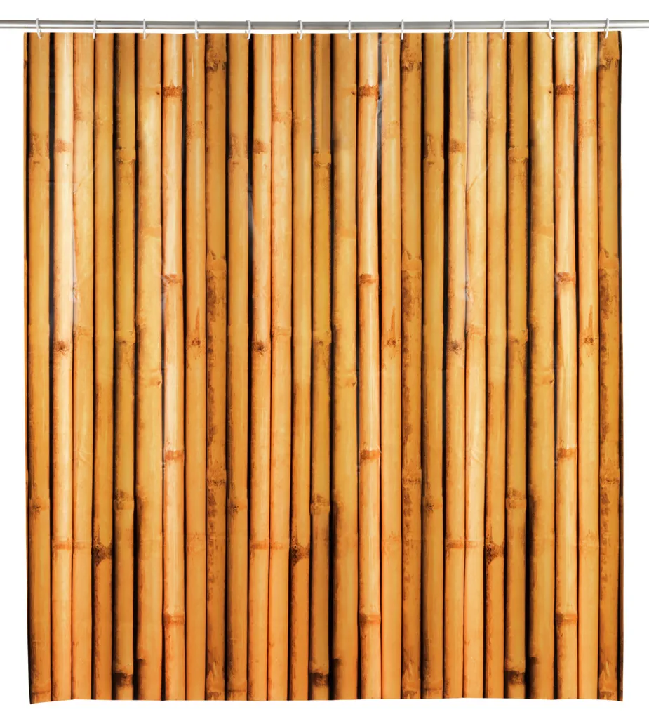 Rideau de douche Bambusa en textile imperméable - Motif bambou zen 180x200