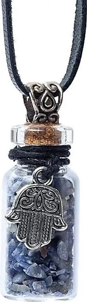 Mini Bouteilles Cadeaux en Verre 3.6cm Lapis-Lazuli et Main Khamsa