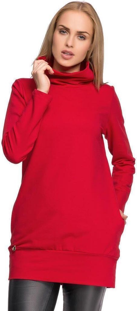 Damen Longshirt mit Taschen; Rot XL/42
