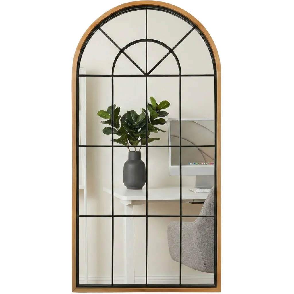 Miroir mural ARCUS 110x56 cm en verre haute définition et cadre fin noir