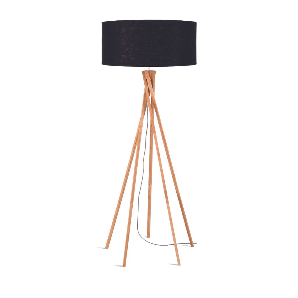 GOOD&MOJO - Stehleuchte Kilimanjaro - Schwarz/Bambus - Ø60cm für Wohnzimmer, Schlafzimmer