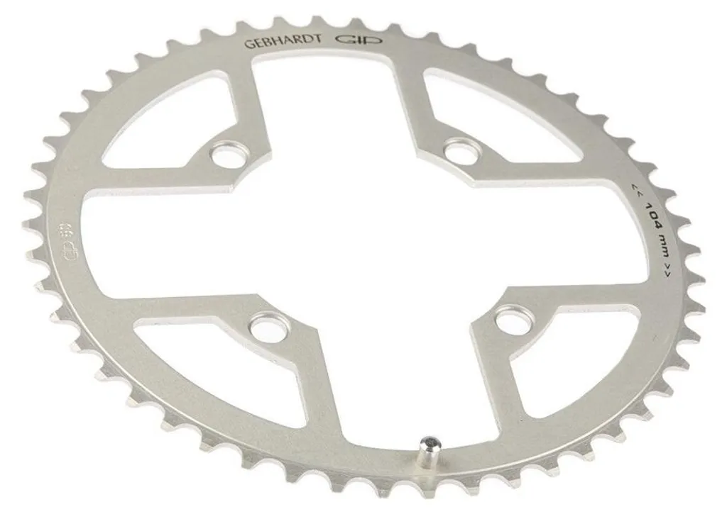 Plateau Gebhardt Top 42T 4 Trous 104mm Argent pour Pédalier VTT Triple