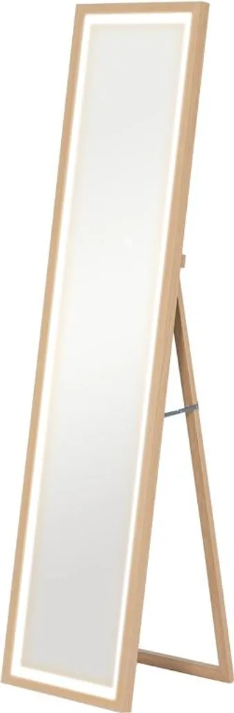 Miroir plein pied lumineux LED anti-distorsion 160x40 cadre bois chêne