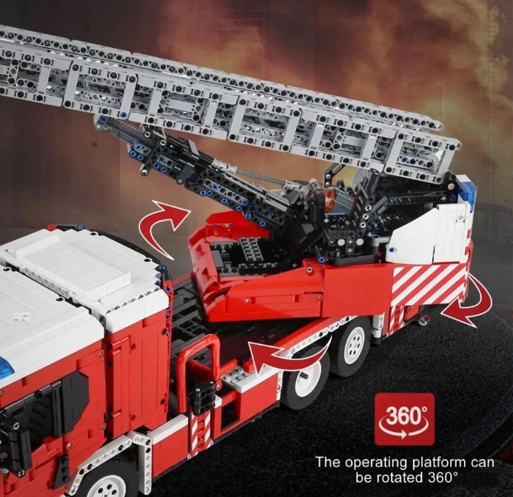 Grand Camion de Pompiers Télécommandé en Kit de Construction 4886 Pièces - 9