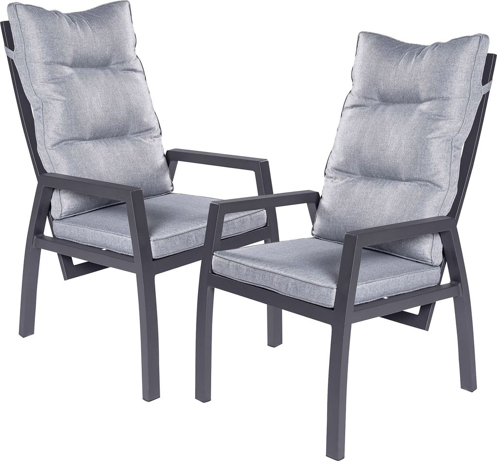 LC Garden »Bondino« Dining 2er Set Positionsstuhl Verstellsessel anthrazit- eckig