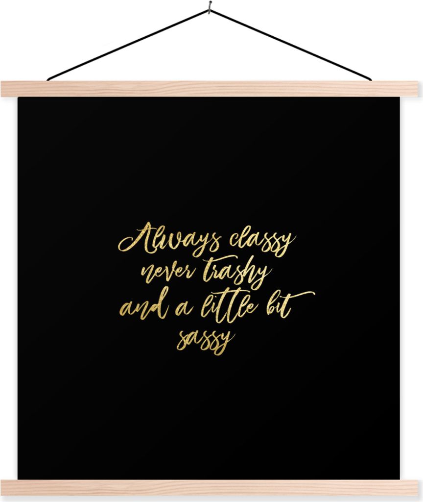 MuchoWow Textilposter Zitate - Gold - Briefe 40x40 cm mit holzfarbenen Rahmen - Posterleiste