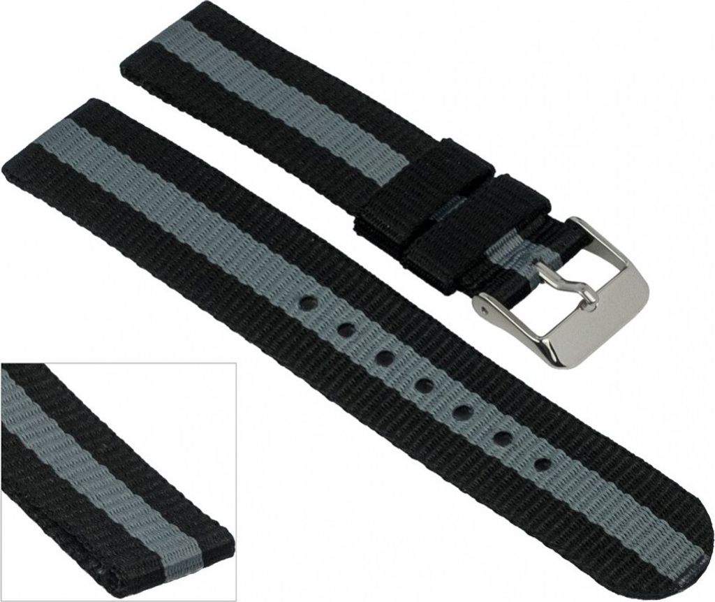 Adora Young Line Uhrenarmband Textil schwarz/grau 18mm 29069