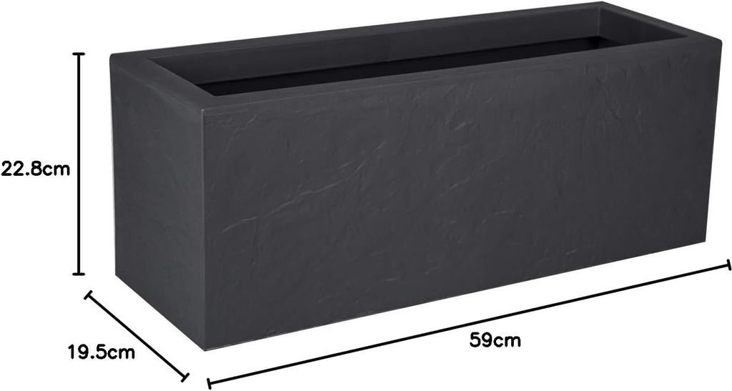 EDA Jardinière Balcon Volcania effet pierre anthracite 25 Image du produit 