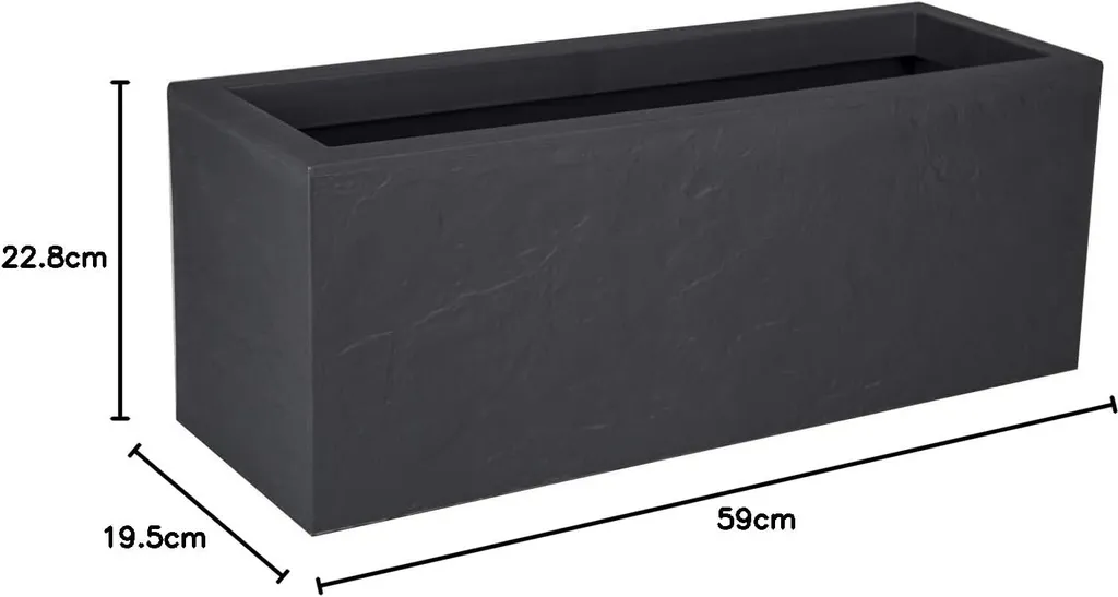 Jardinière rectangulaire anthracite EDA Volcania 59cm - Effet Pierre