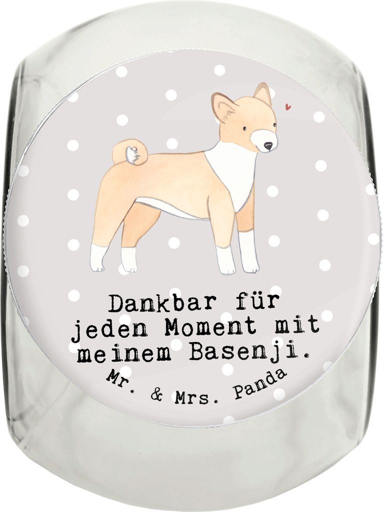 Mr. & Mrs. Panda Dose Basenji Moment L 870ml - Grau Pastell - Geschenk, aufbewahrungsglas, Vorratsbehälter, Leckerli, Keksdose, Vorratsglas, Kongo...