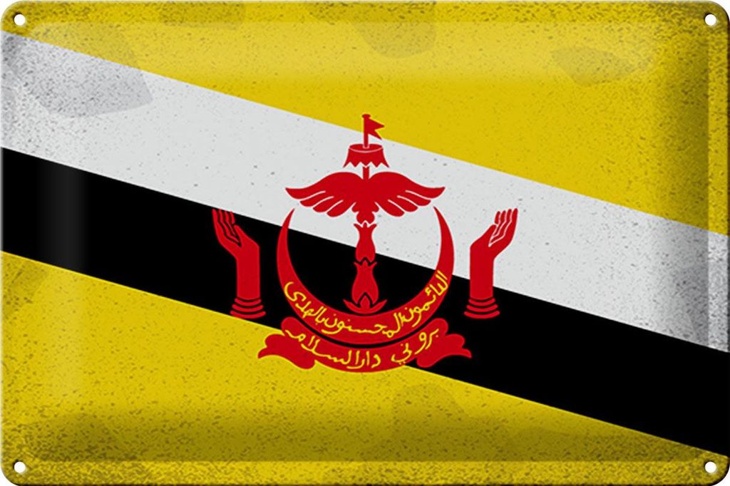 Blechschild Flagge Bruneis 30x20cm Flag of Brunei Vintage Produktbild 
