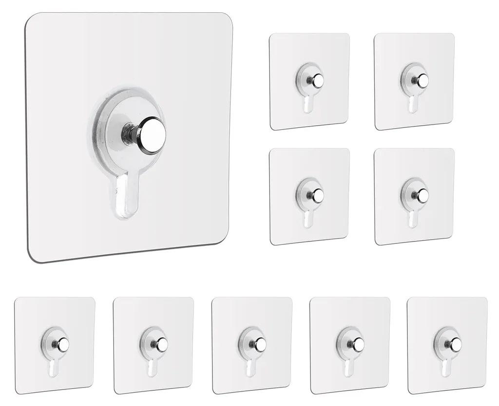 12 Clous Adhésifs Transparents 8mm et 9mm pour Fixation Murale Sans Trou