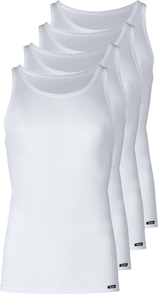 Skiny 4er Pack Basic Unterhemd / Tanktop Pflegeleicht und strapazierfähig, Aus 100% Baumwolle, Im praktischen Mehrfachpack erhältlich