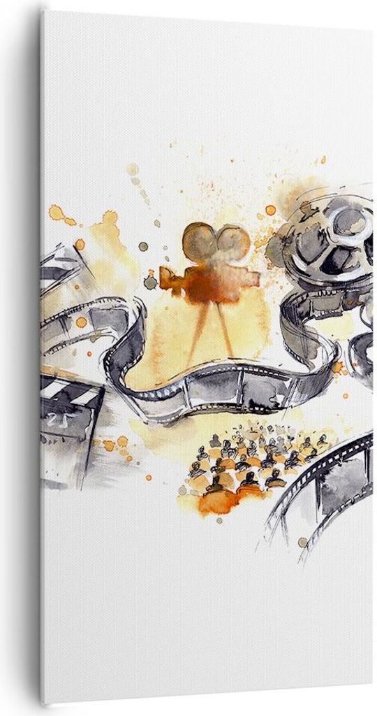 Bild auf Leinwand - Leinwandbild - Film Projektor Illustration - 65x120cm - Wand Bild - Wanddeko - Leinwanddruck - Bilder - Kunstdruck - Wanddekora...
