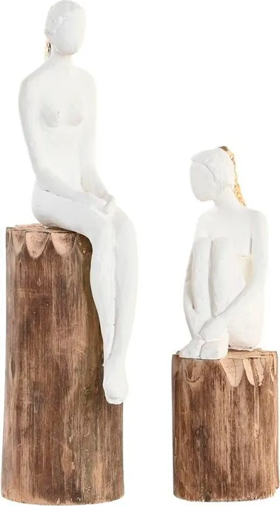 Déco Salon Moderne : 2 Figurines Femmes DKD Marron et Blanc - Lot