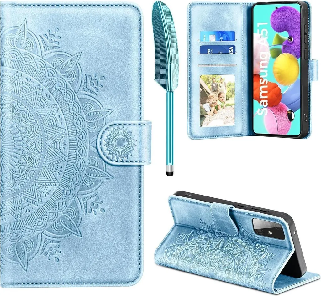 Custodia Sky Blue Samsung A51 Portafoglio - Look Chic & Sicuro