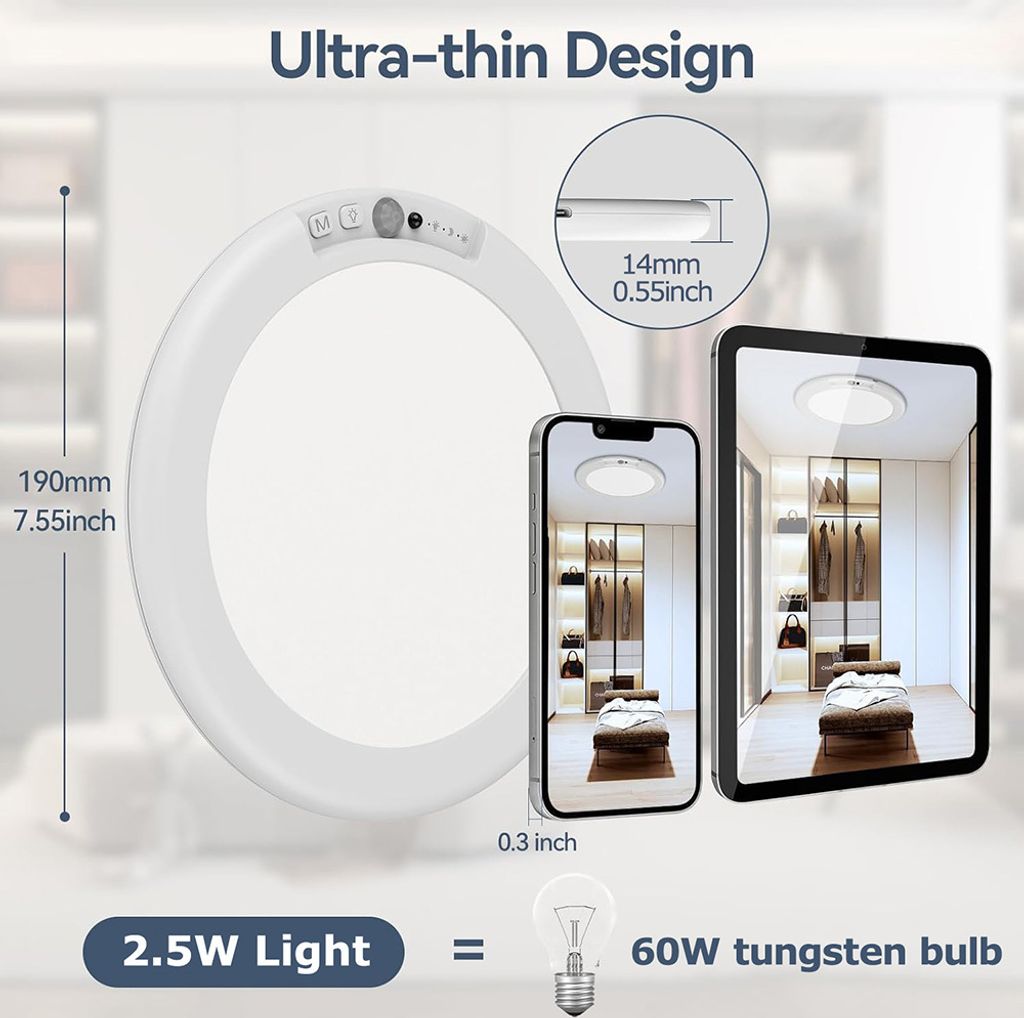 LED Deckenleuchte mit Bewegungsmelder und Fernbedienung, Produktbild 4