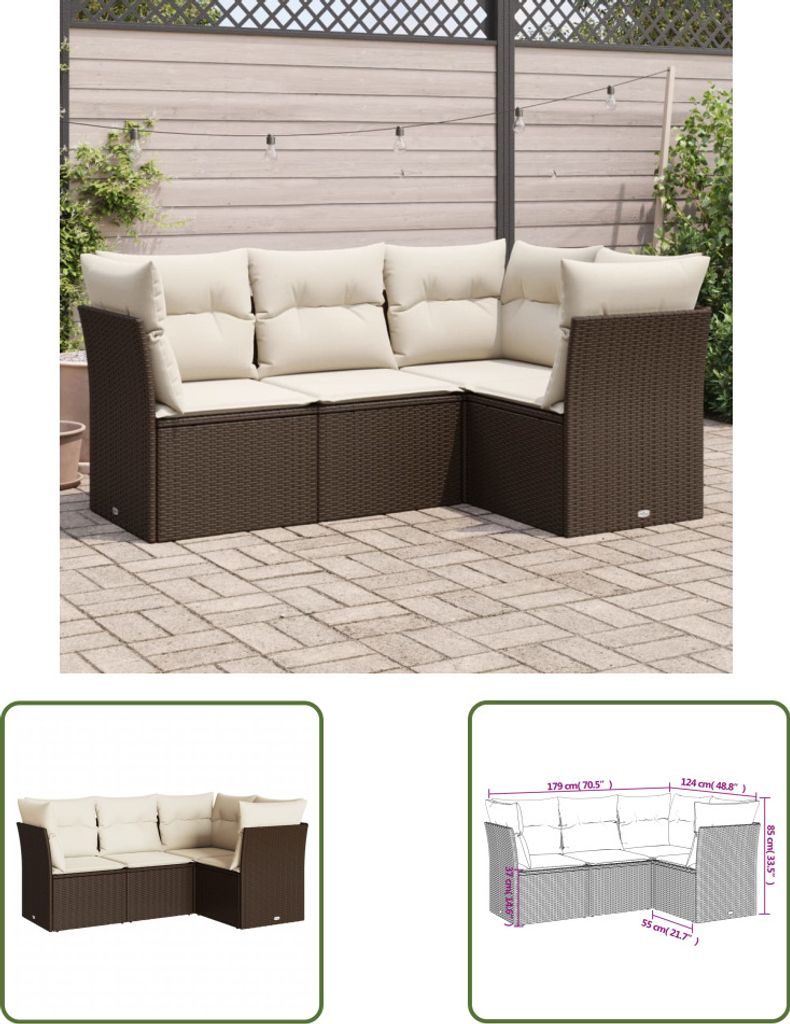 The Living Store 4-tlg. Garten-Sofagarnitur mit Kissen Produktbild 