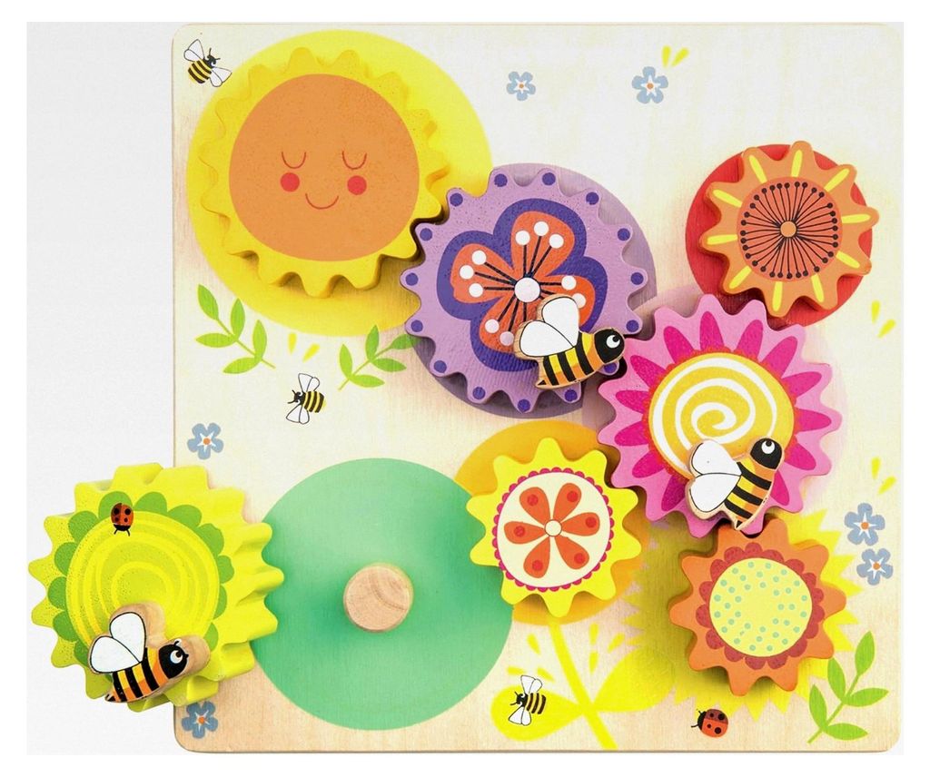 Pädagogisches Petilou Zahnradspiel „Busy Bee Learning“ aus Holz | Für Mädchen und Jungen | Sensorisches Spielzeug für Kleinkinder ab einem ...