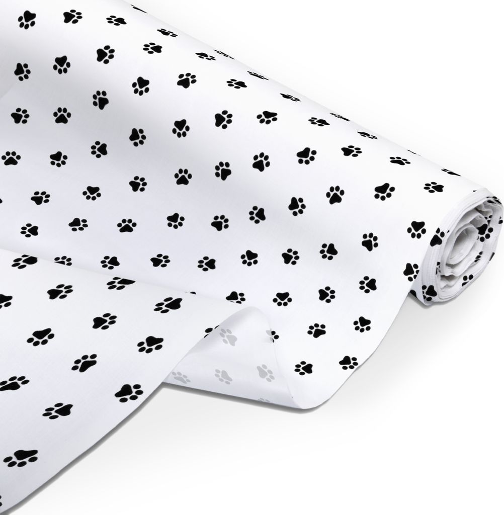 Amilian Baumwollstoff Meterware, Stoffe, Stoffreste: ca. 160cm x 50cm, zum Nähen, für Patchwork 100% Baumwolle, Baumwollstoff, Pfötchen