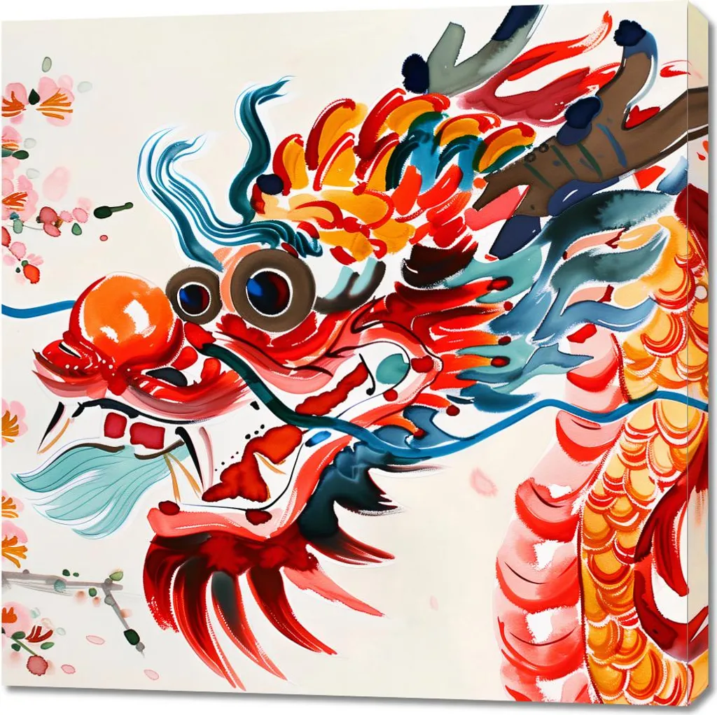Image Dragon couleurs vives 90x90 cm - Impression HD Haute Luminosité