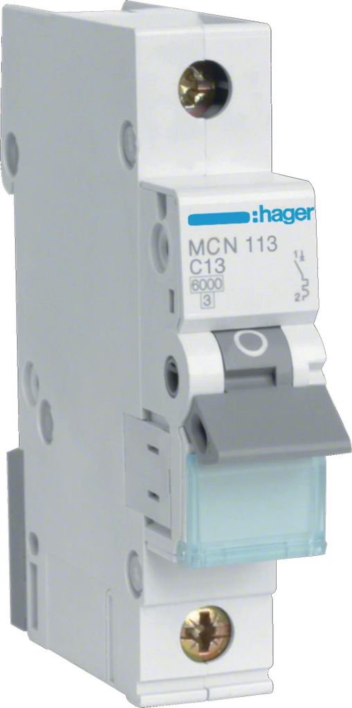 Hager MCN113, 50 - 60 Hz, 13 A, 1P, 17,5 mm, 70 mm, 83 mm Produktbild 