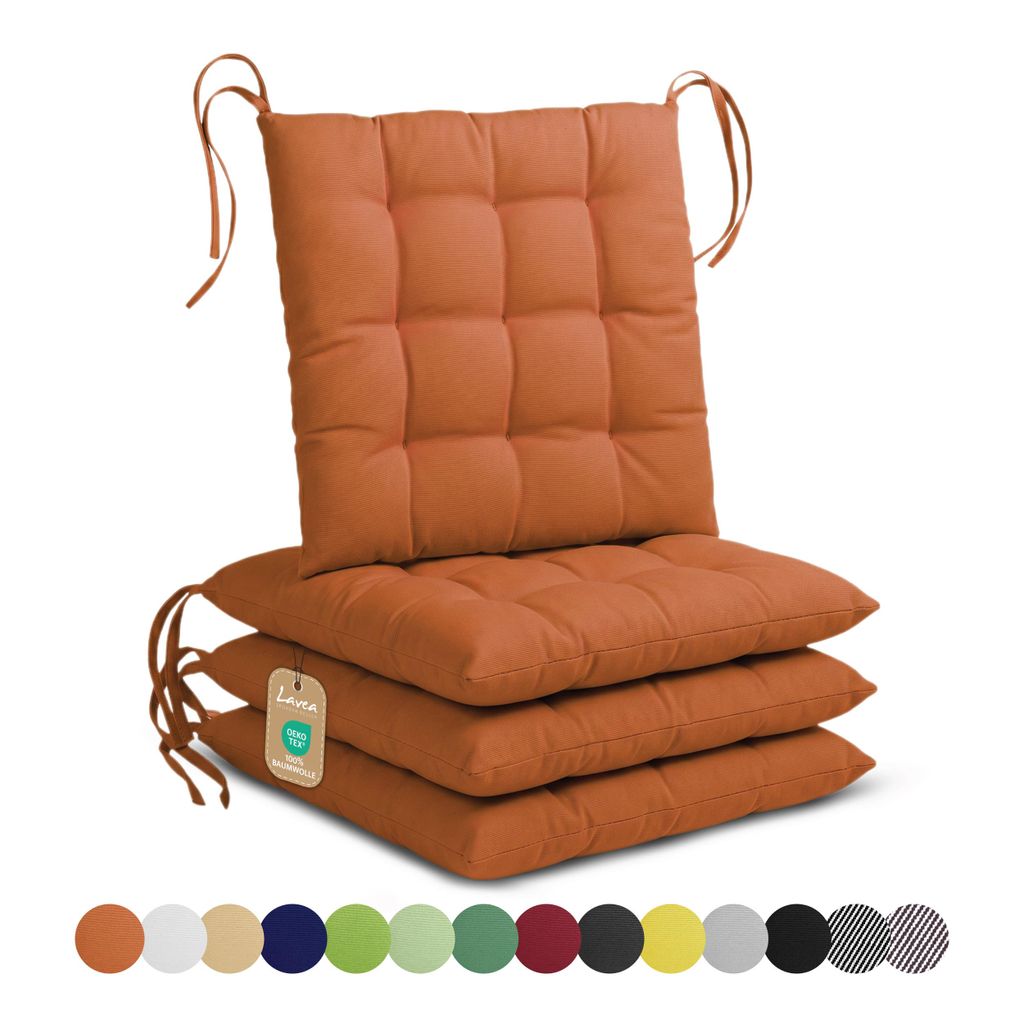 Lavea® Sitzkissen 40x40 cm - 4er Set,  mit Stoffbändern – Produktbild 