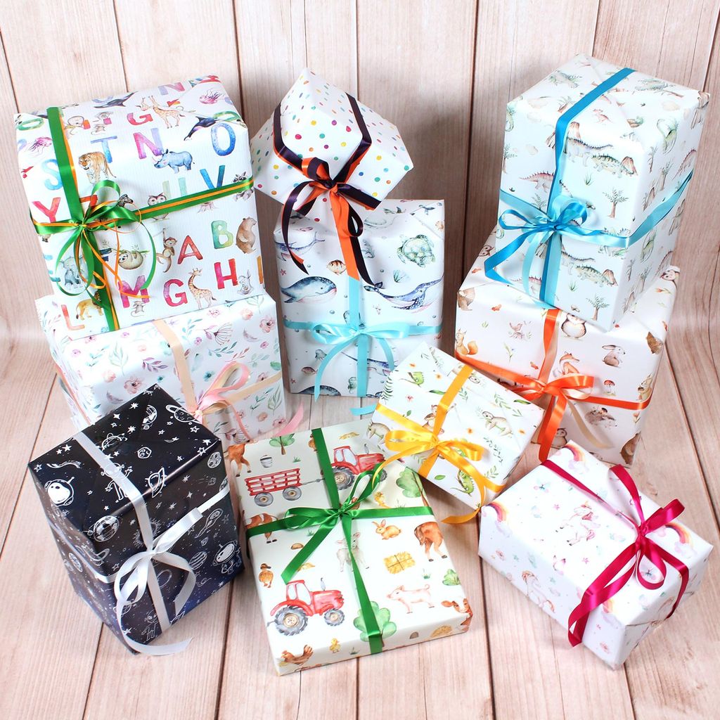 5 Bögen Geschenkpapier Dinosaurier grün - 1,60€/qm - 84,1 x Produktbild 6