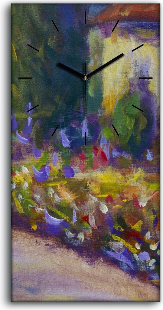 Wandbild Leinwand Bilder mit Uhr 30x60 Ölgemälde Familien Bäume Blumen - schwarze Hände