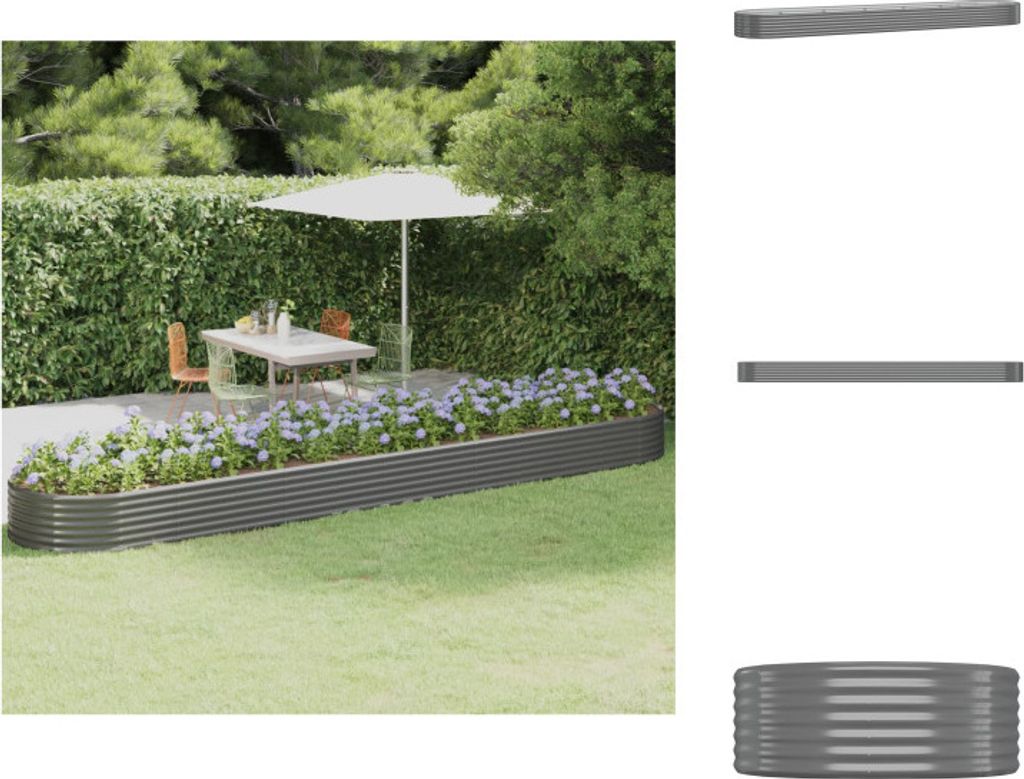 vidaXL Hochbeet Pulverbeschichteter Stahl 507x100x36 cm Grau - Blumentöpfe & Pflanzgefäße
