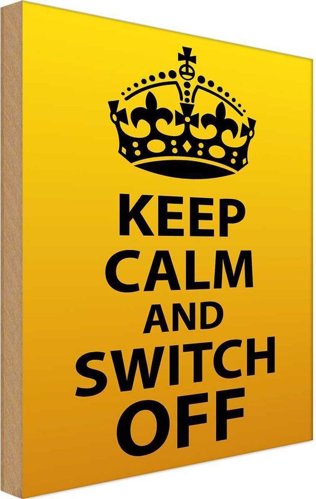 vianmo Holzschild 18x12 cm Keep Calm and switch off