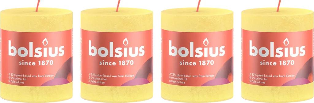 4 Candele Gialle a Colonna per Eventi e Catering | Effetto Rustico 8cm