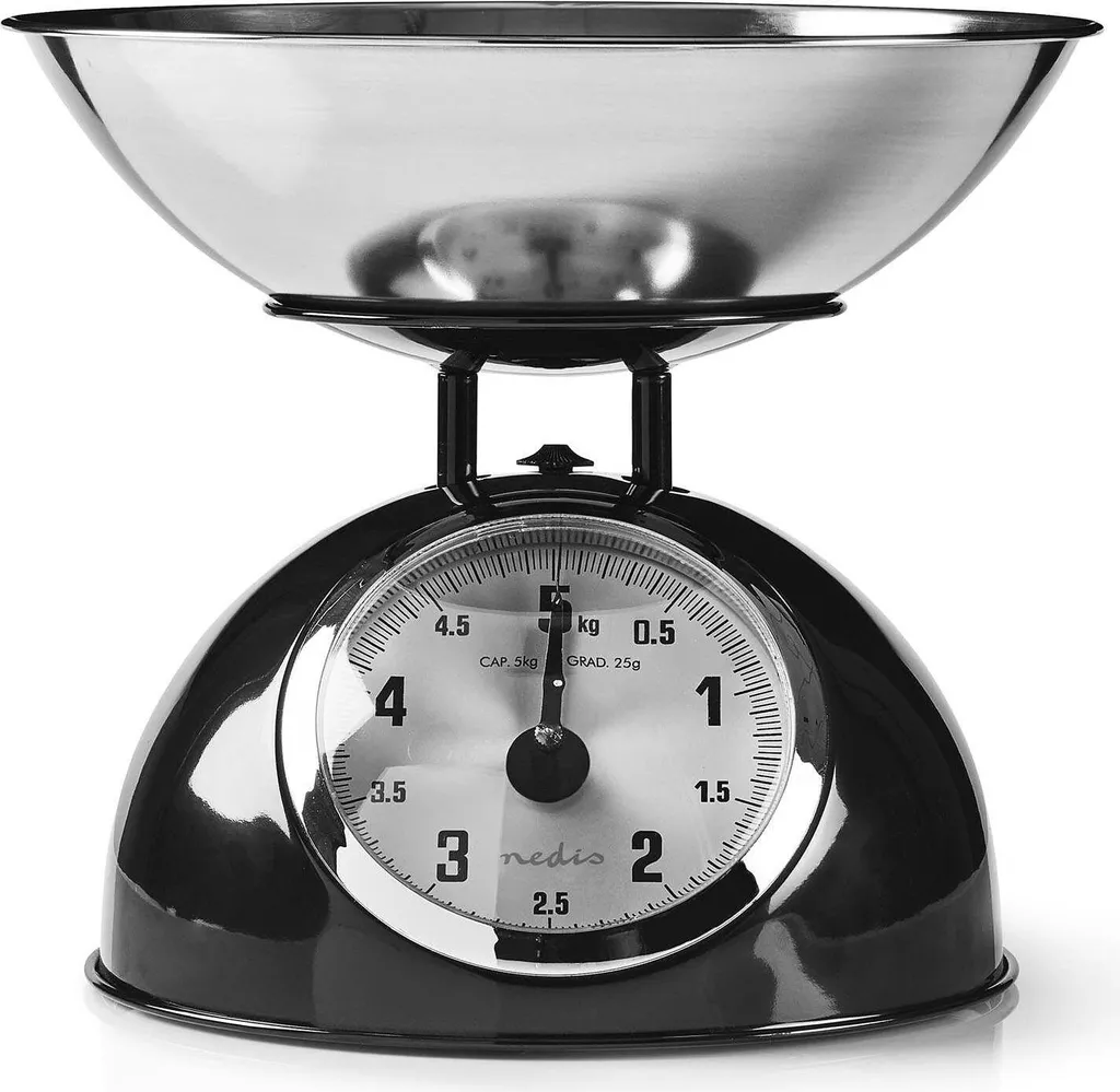 Balance de pâtisserie sans pile 5kg Nedis KASC110BK bol noir chic
