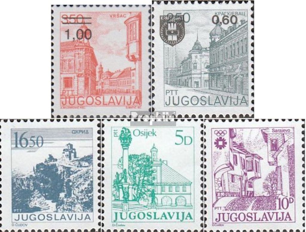 Briefmarken Jugoslawien 1983 Mi 1968A,1974A,1995A,1998A, Produktbild 