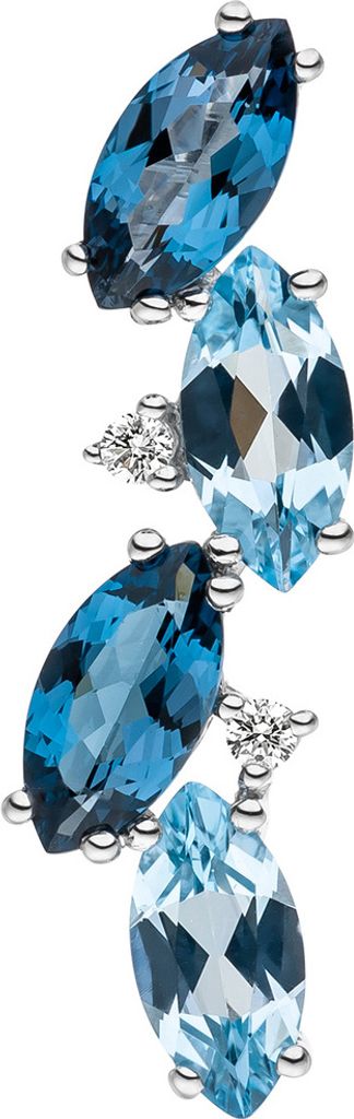 Anhänger 4 Blautopase blau spitzoval 2 Diamanten Brillanten 585 Gold Weißgold