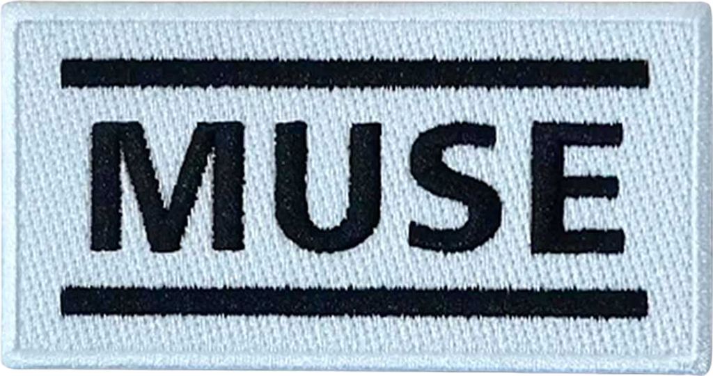Muse - Logo - Aufnäher zum Aufbügeln, gewebter Stoff RO11848 (Einheitsgröße) (Weiß/Schwarz)