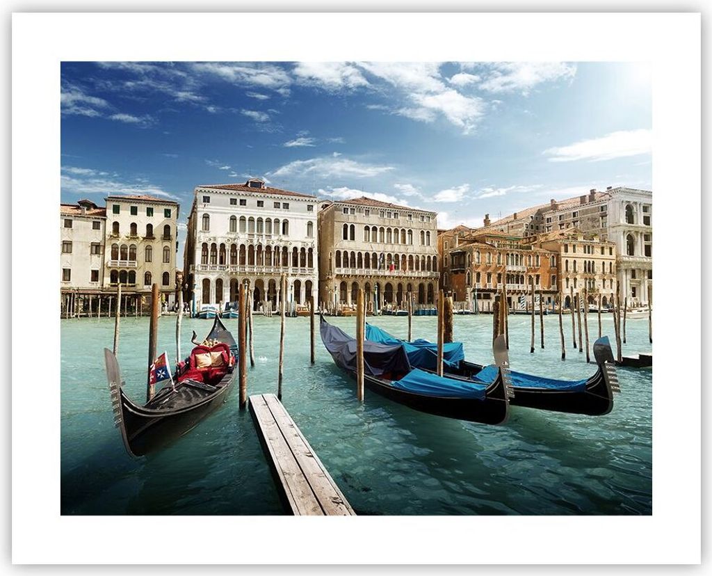 Poster - Poster ohne Rahmen - Architektur venedig italien gondel - 50x40 cm - Wand Bild - Wanddeko - Wandbilder - Kunstposter - Wandposter - Bilder...