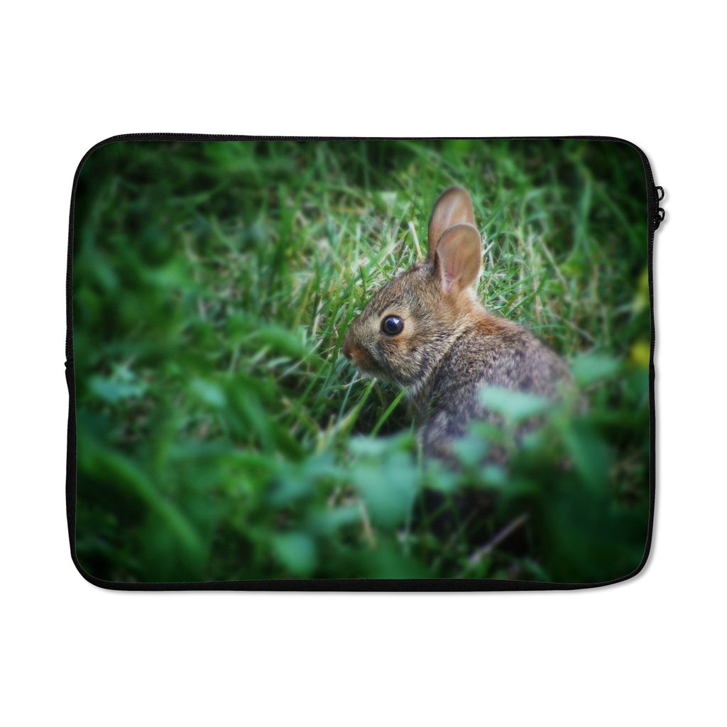 MuchoWow Laptop Hülle 15 Zoll Kaninchen - Baby - Gras Laptoptasche - Laptoptasche - Sleeve - Rundum-Schutz