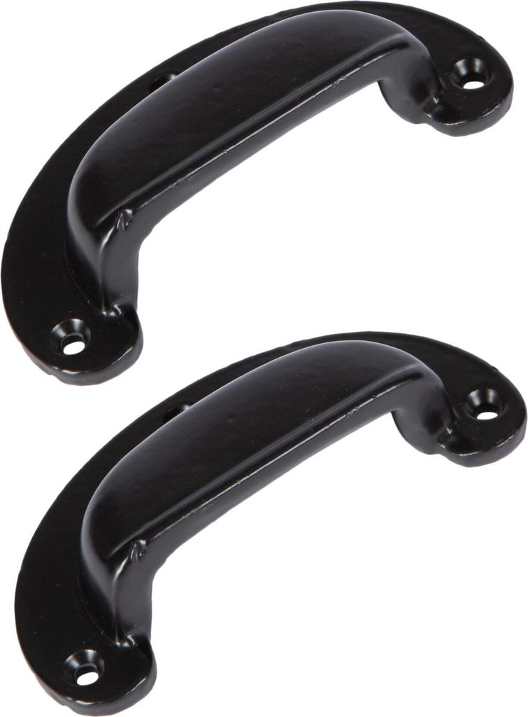 2x breites Lippenkabinettschublade Zug Gusseisengriffe 95mm x 40mm schwarz