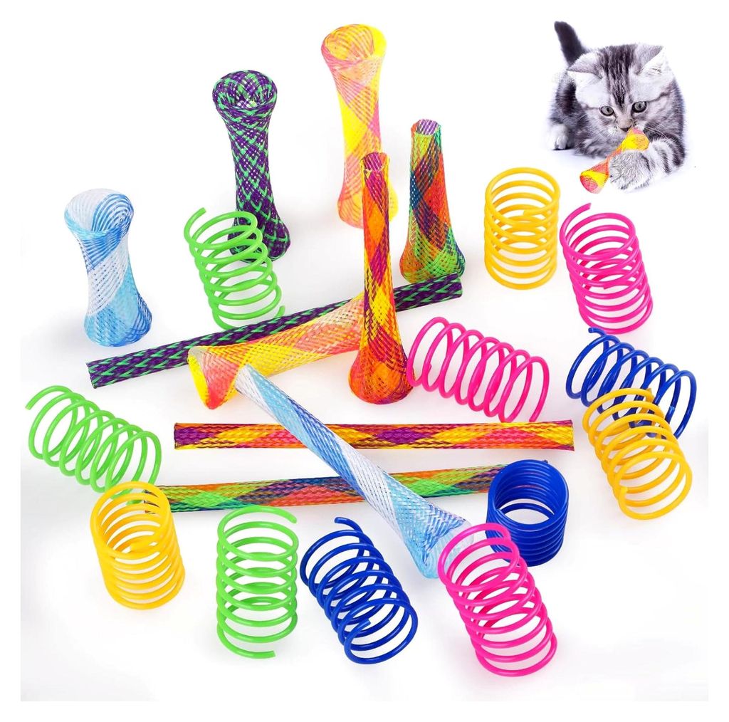22-teiliges Set mit Katzen-Frühlingsspielzeug, Cat Tube Federspielzeug, Bunte kreative Kunststoffspiralfedern, Spiralfedern für Katzen
