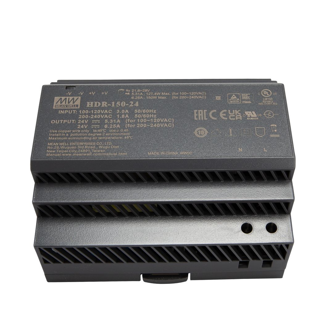 A gray industrial power supply unit is shown against a white background.