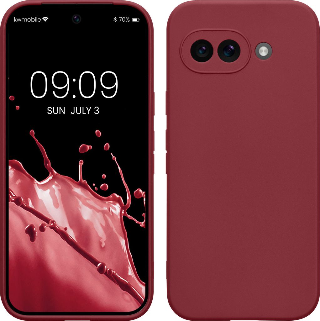 kwmobile Handyhülle kompatibel mit Google Pixel 9a Hülle - Handy Case aus weichem Silikon in Bordeaux Violett
