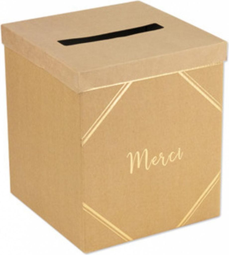 Scatola per lettere Grazie Carta kraft oro 21 x 25 cm - Immagine del prodotto 