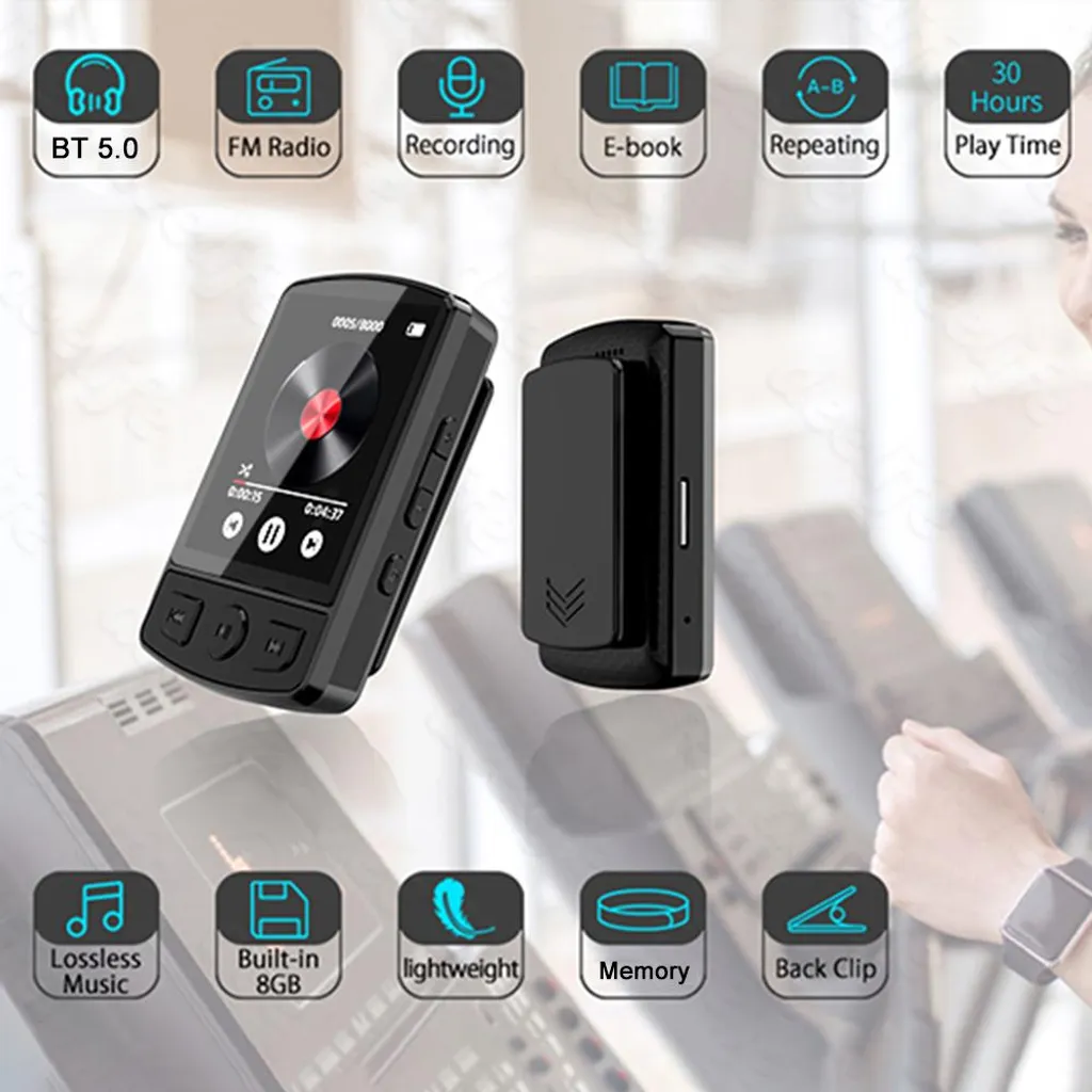 Lecteur MP3 Bluetooth 5.0 avec écran numérique et son Hi-Fi sans perte