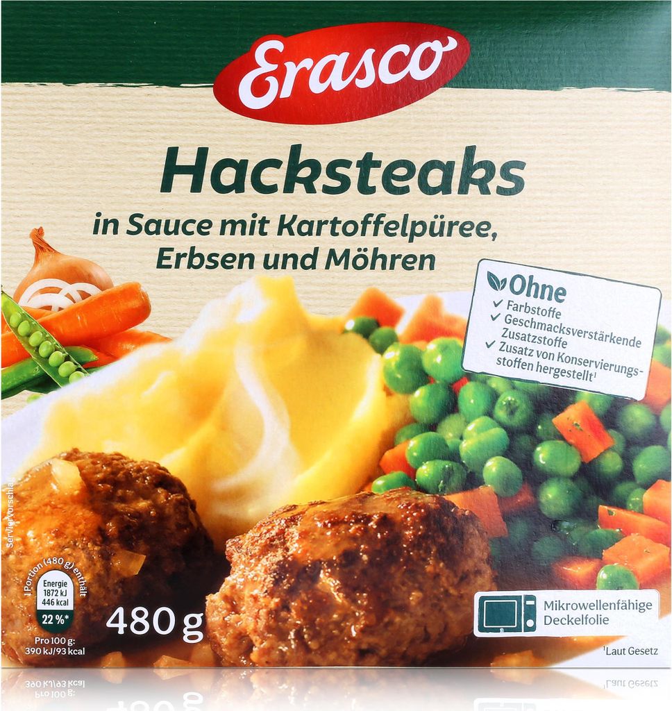 Erasco Hacksteaks 480g Fertigessen (1er Pack) Produktbild 