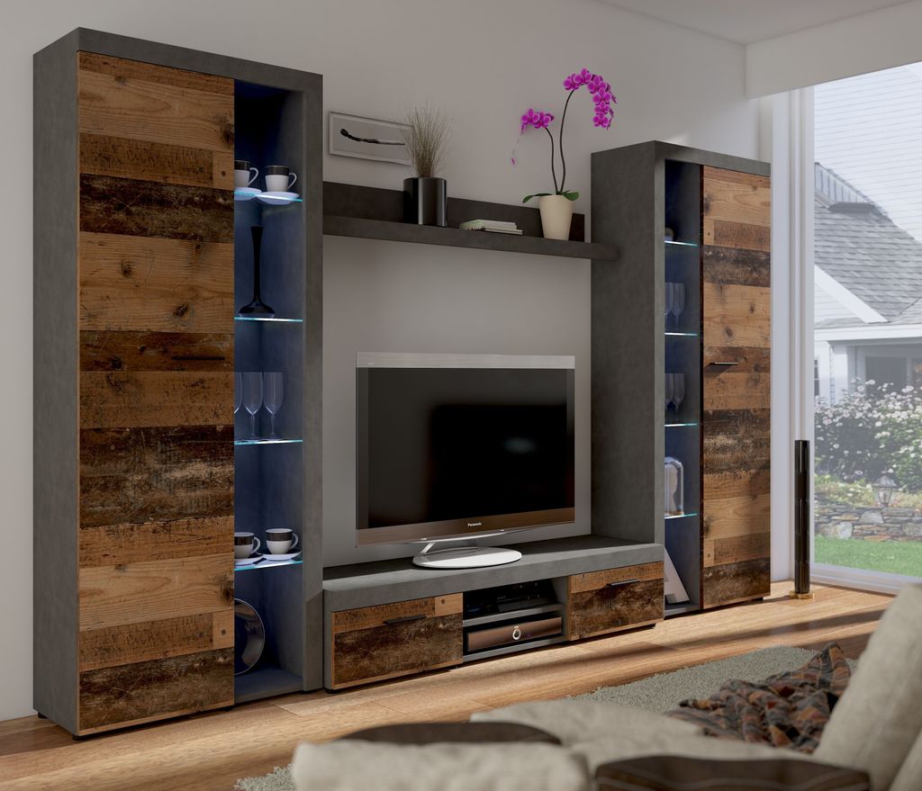 Wohnwand RUMBA XL Schrankwand TV-Schrank Wandregal Produktbild 